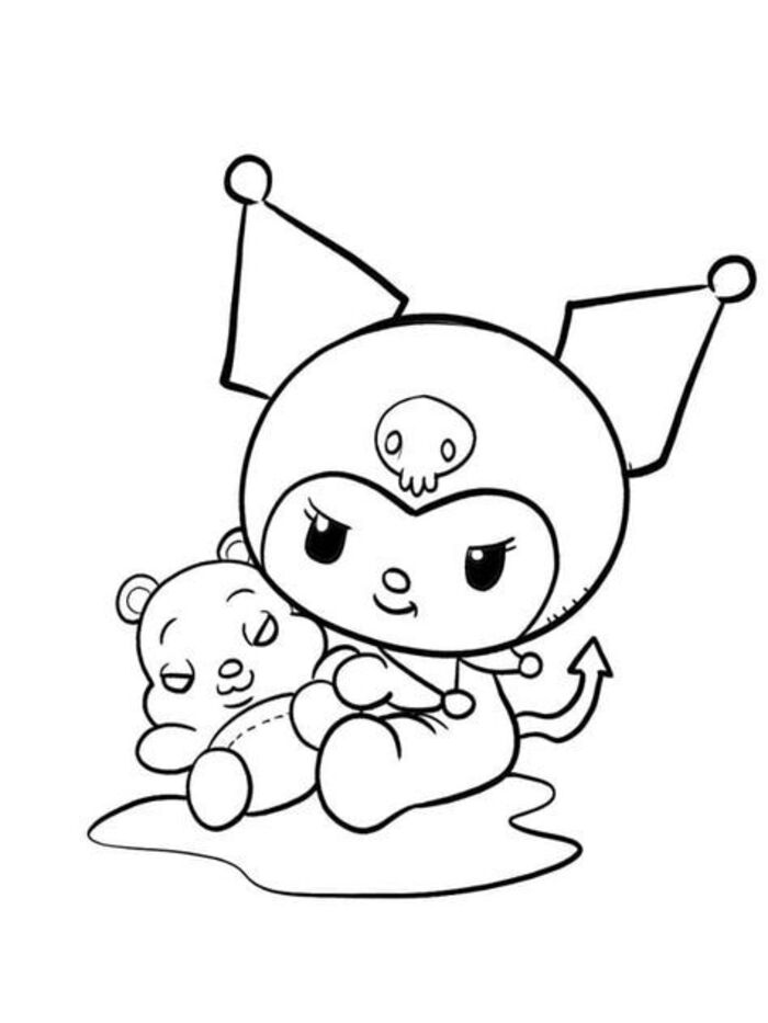 hình ảnh tranh tô màu kuromi yêu nhất