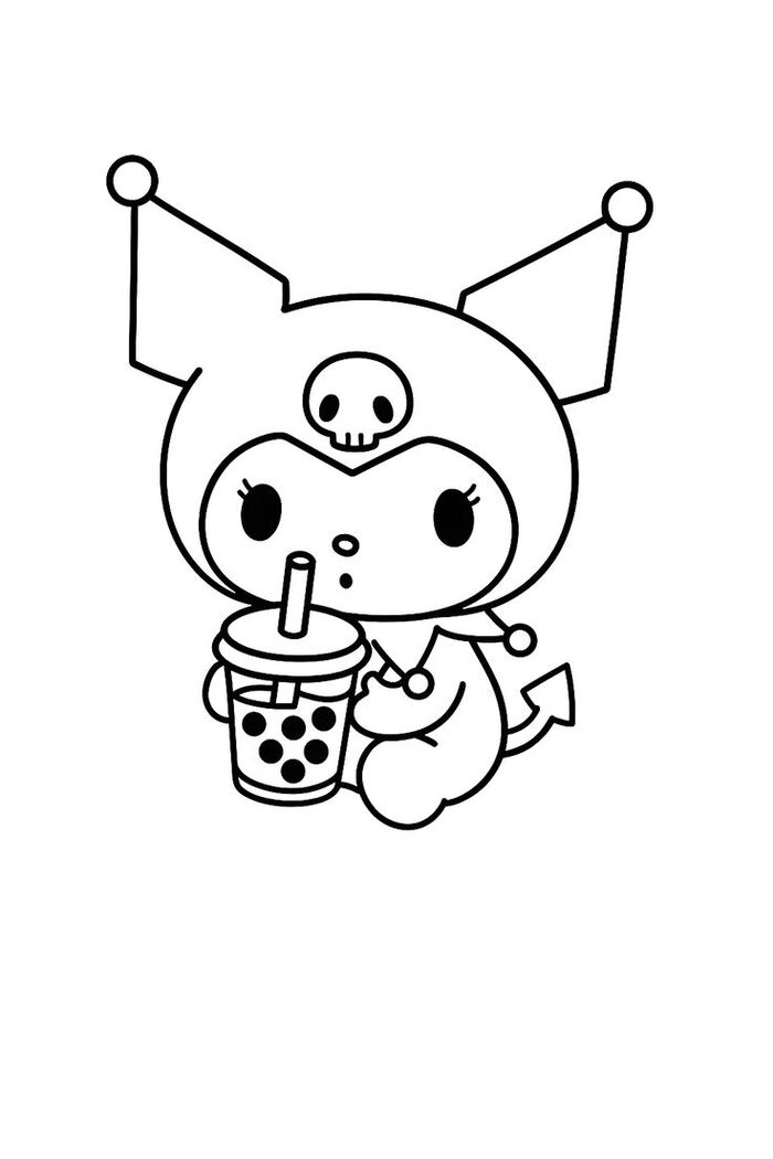 hình ảnh tranh tô màu kuromi yêu