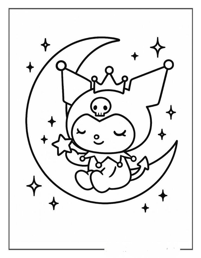 tranh tô màu kuromi siêu cute