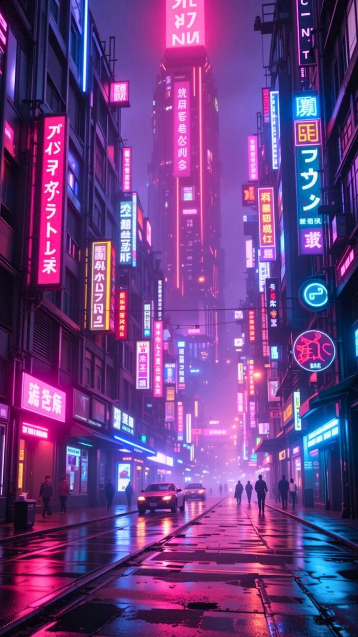 hình nền thành phố Neon 4k full