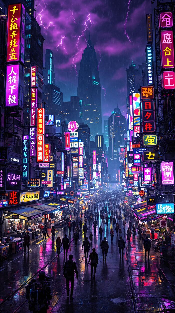 hình nền thành phố Neon 4k