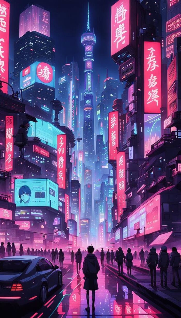 hình nền thành phố Neon 5k full