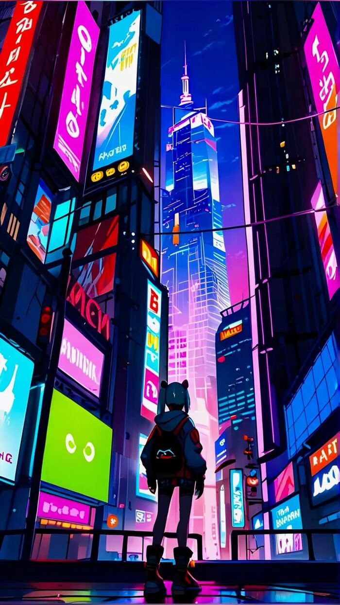 hình nền thành phố Neon chất 5d