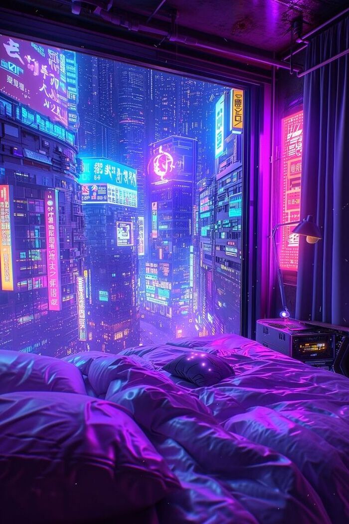 hình nền thành phố Neon chất full