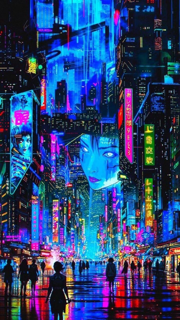hình nền thành phố Neon