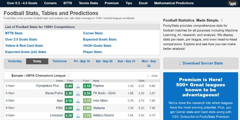 footystats-phan-tich-truc-quan-lich-su-doi-dau-cua-cac-doi