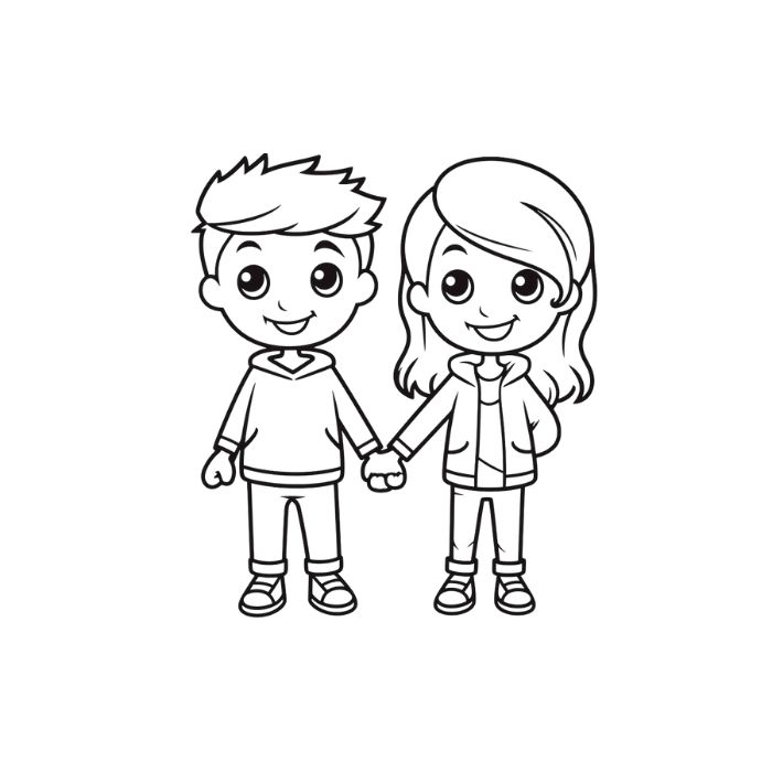 tranh tô màu bạn trai bạn gái 14