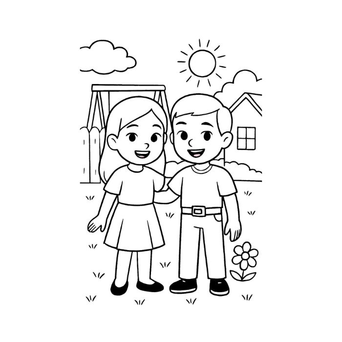 tranh tô màu bạn trai bạn gái 9