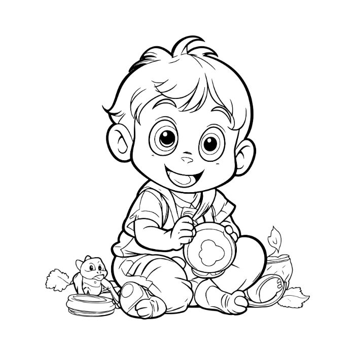 tranh tô màu bé trai 5