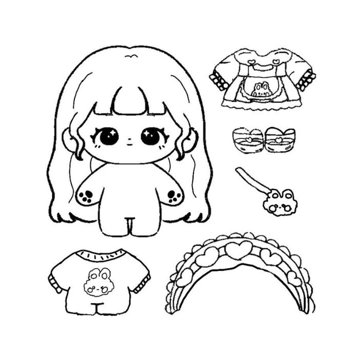 tranh tô màu búp bê giấy 10