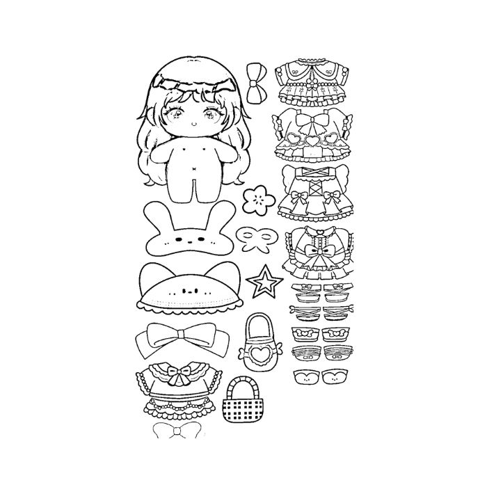 tranh tô màu búp bê giấy 11