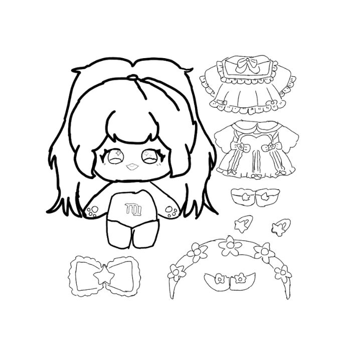 tranh tô màu búp bê giấy 14