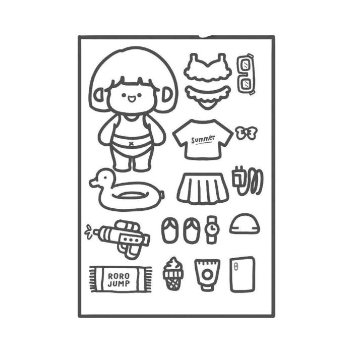 tranh tô màu búp bê giấy 15