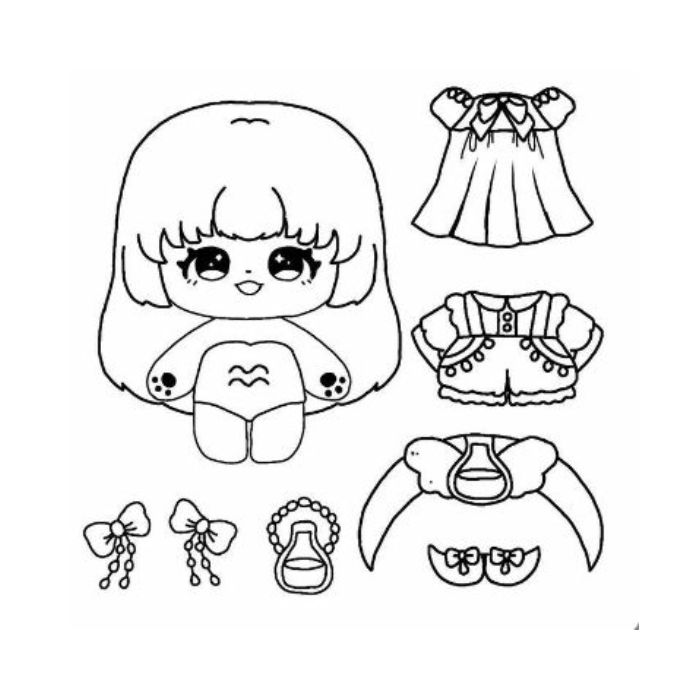 tranh tô màu búp bê giấy 16