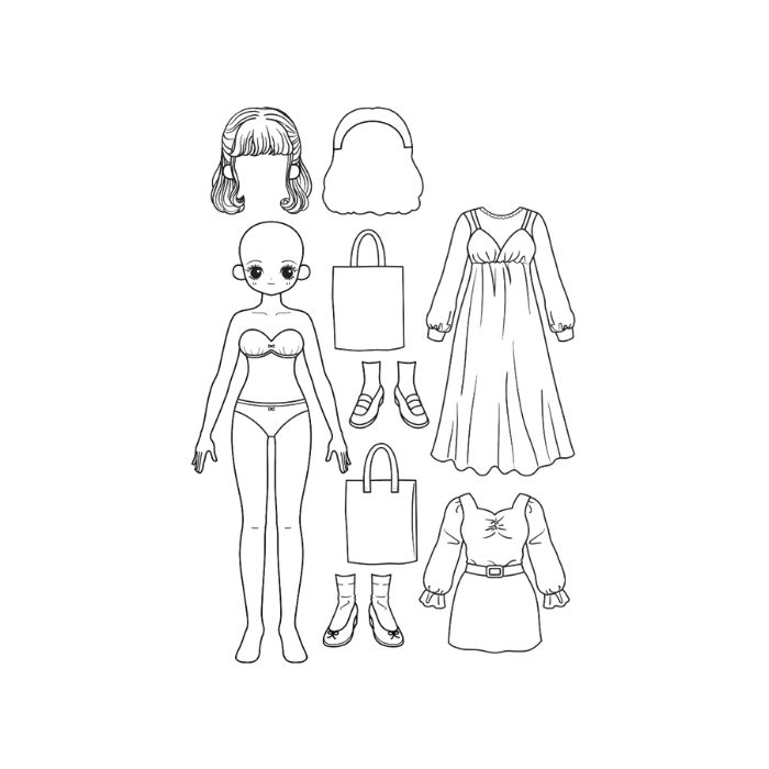 tranh tô màu búp bê giấy 18