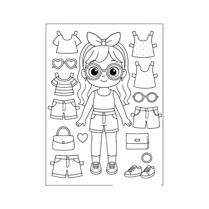 tranh tô màu búp bê giấy 19