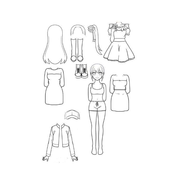 tranh tô màu búp bê giấy 2