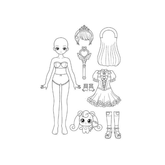 tranh tô màu búp bê giấy 24