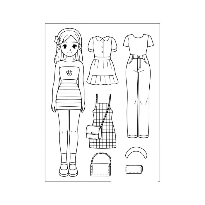 tranh tô màu búp bê giấy 25