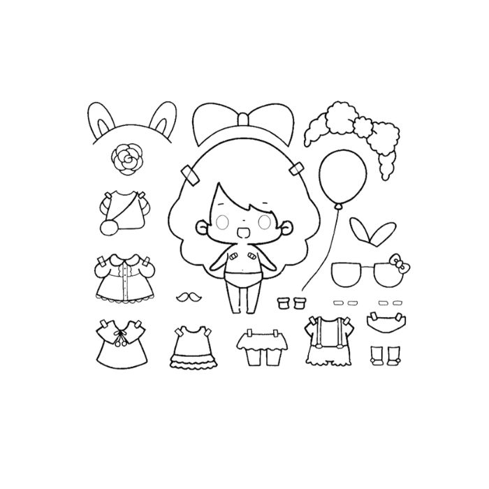 tranh tô màu búp bê giấy 29