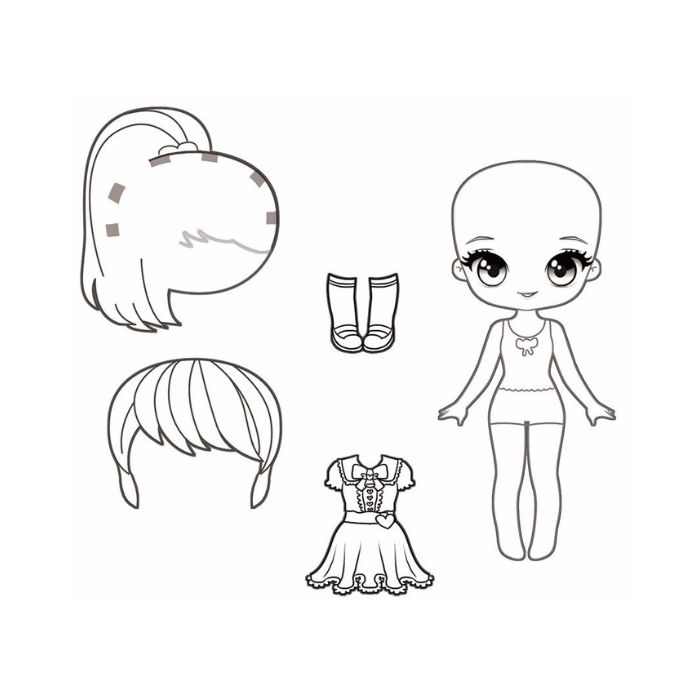 tranh tô màu búp bê giấy 3