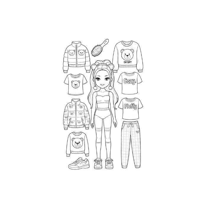 tranh tô màu búp bê giấy 32