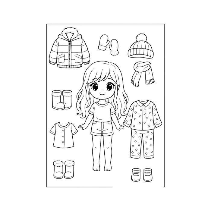 tranh tô màu búp bê giấy 34