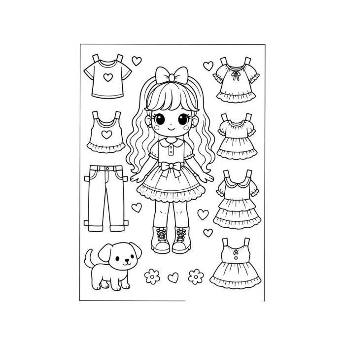 tranh tô màu búp bê giấy 35