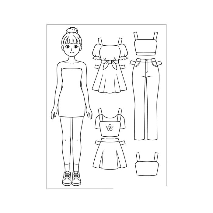 tranh tô màu búp bê giấy 36