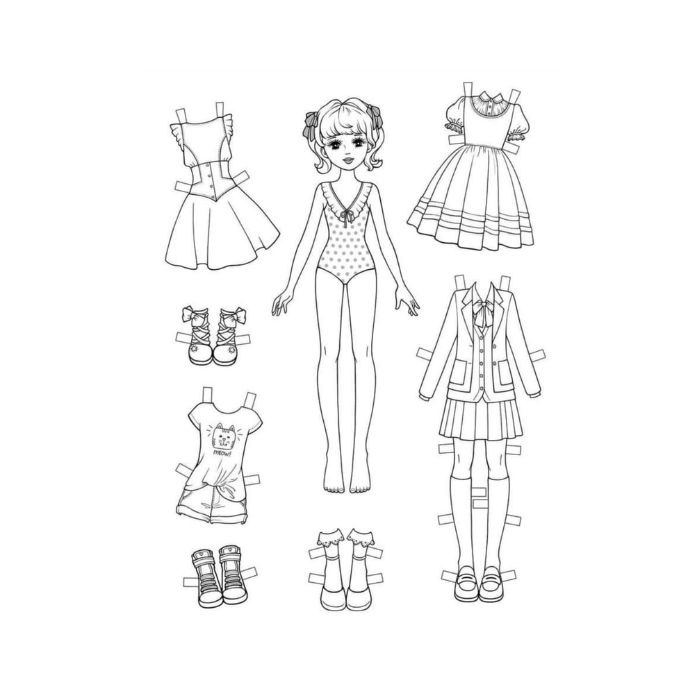 tranh tô màu búp bê giấy 4