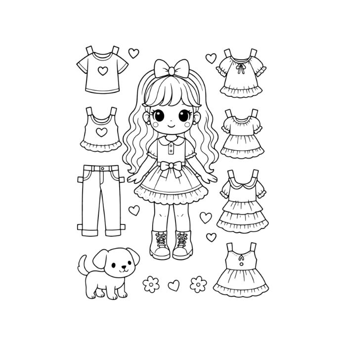 tranh tô màu búp bê giấy 9