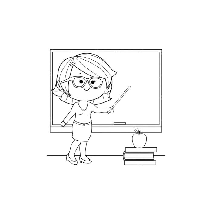 tranh tô màu cô giáo 1