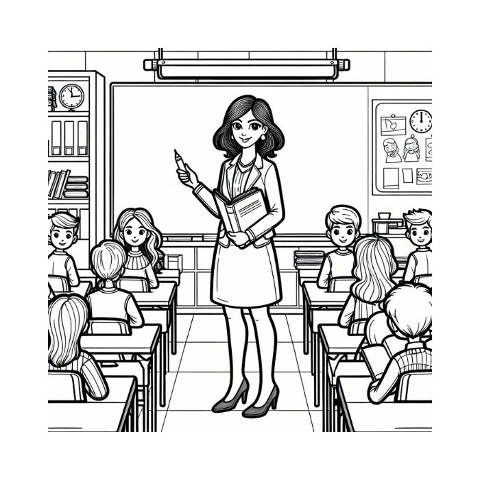 tranh tô màu cô giáo 12