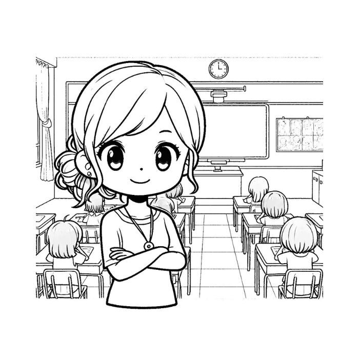 tranh tô màu cô giáo 14