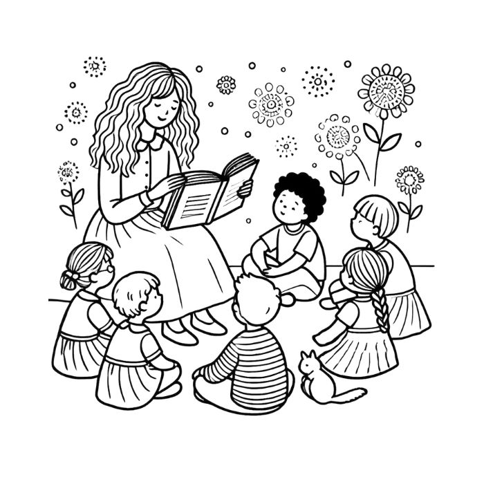 tranh tô màu cô giáo 15