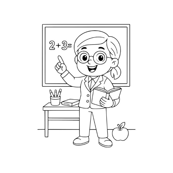 tranh tô màu cô giáo 19