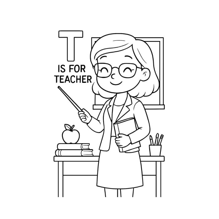 tranh tô màu cô giáo 25