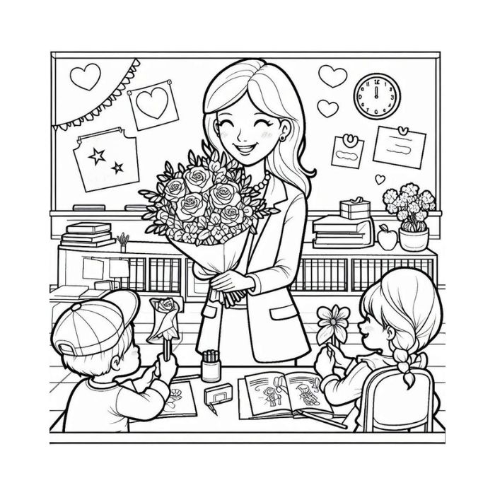 tranh tô màu cô giáo 29