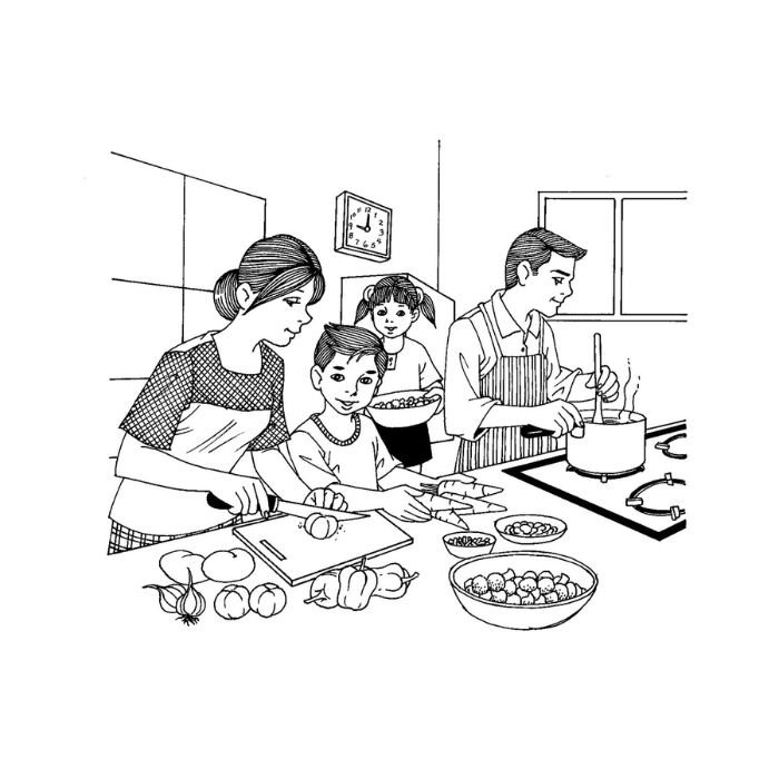 tranh tô màu gia đình 4 người 12