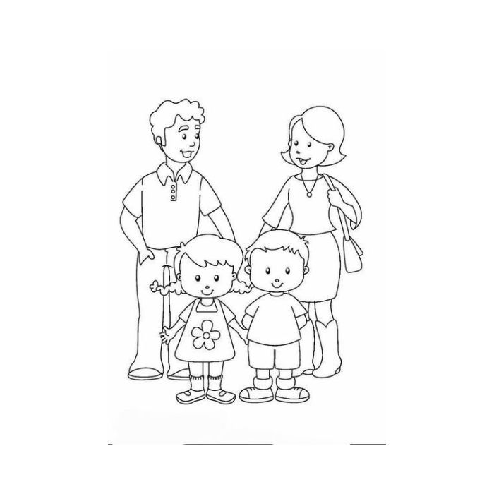 tranh tô màu gia đình 4 người 13