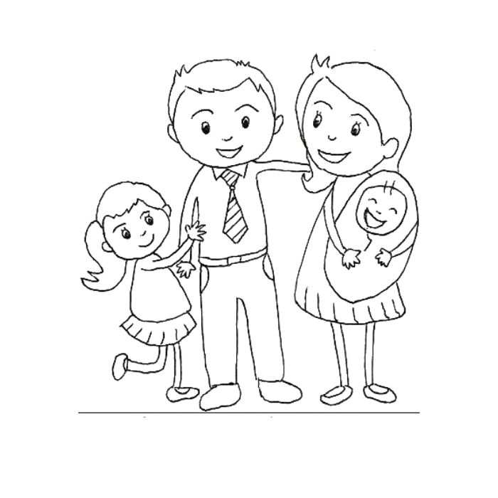 tranh tô màu gia đình 4 người 15