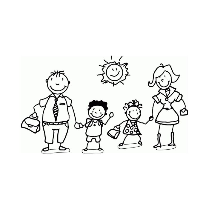 tranh tô màu gia đình 4 người 18