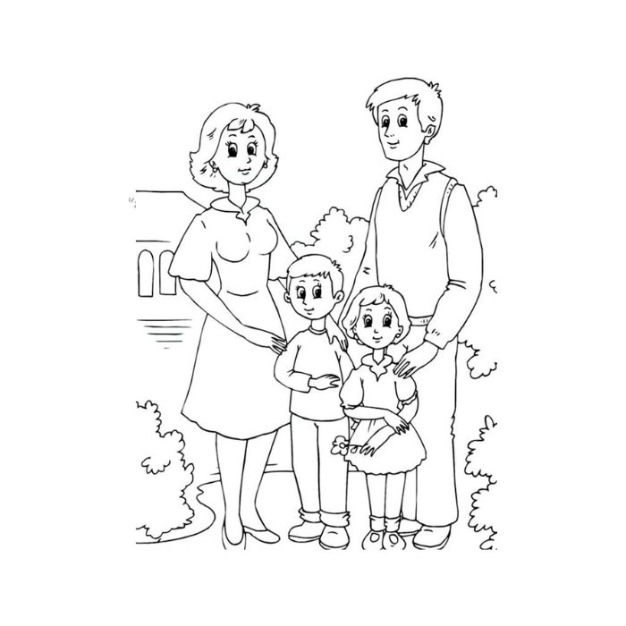 tranh tô màu gia đình 4 người 19