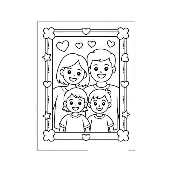tranh tô màu gia đình 4 người 20