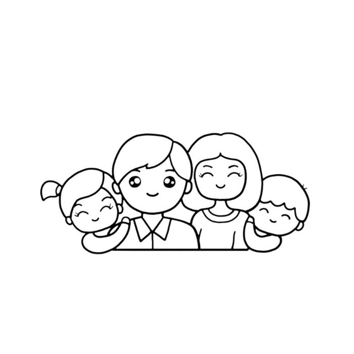 tranh tô màu gia đình 4 người 21