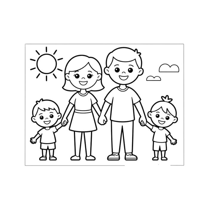 tranh tô màu gia đình 4 người 22