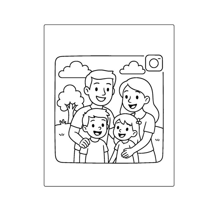 tranh tô màu gia đình 4 người 25
