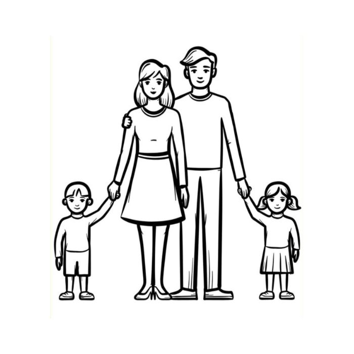 tranh tô màu gia đình 4 người 26