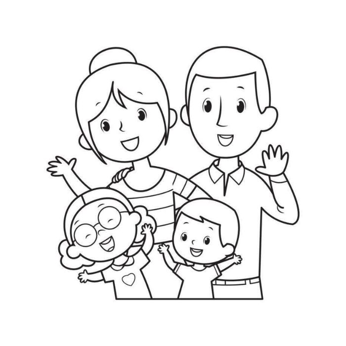 tranh tô màu gia đình 4 người 28