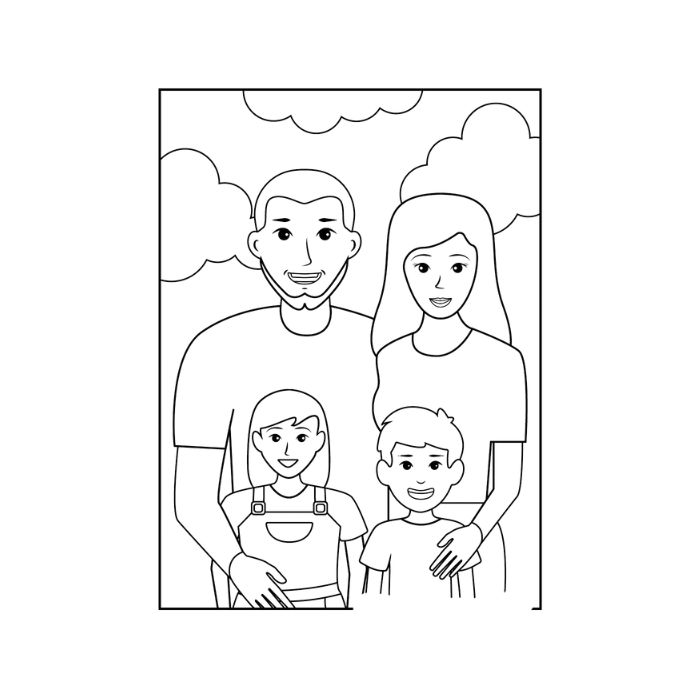 tranh tô màu gia đình 4 người 29